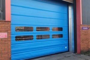 Blue roller door